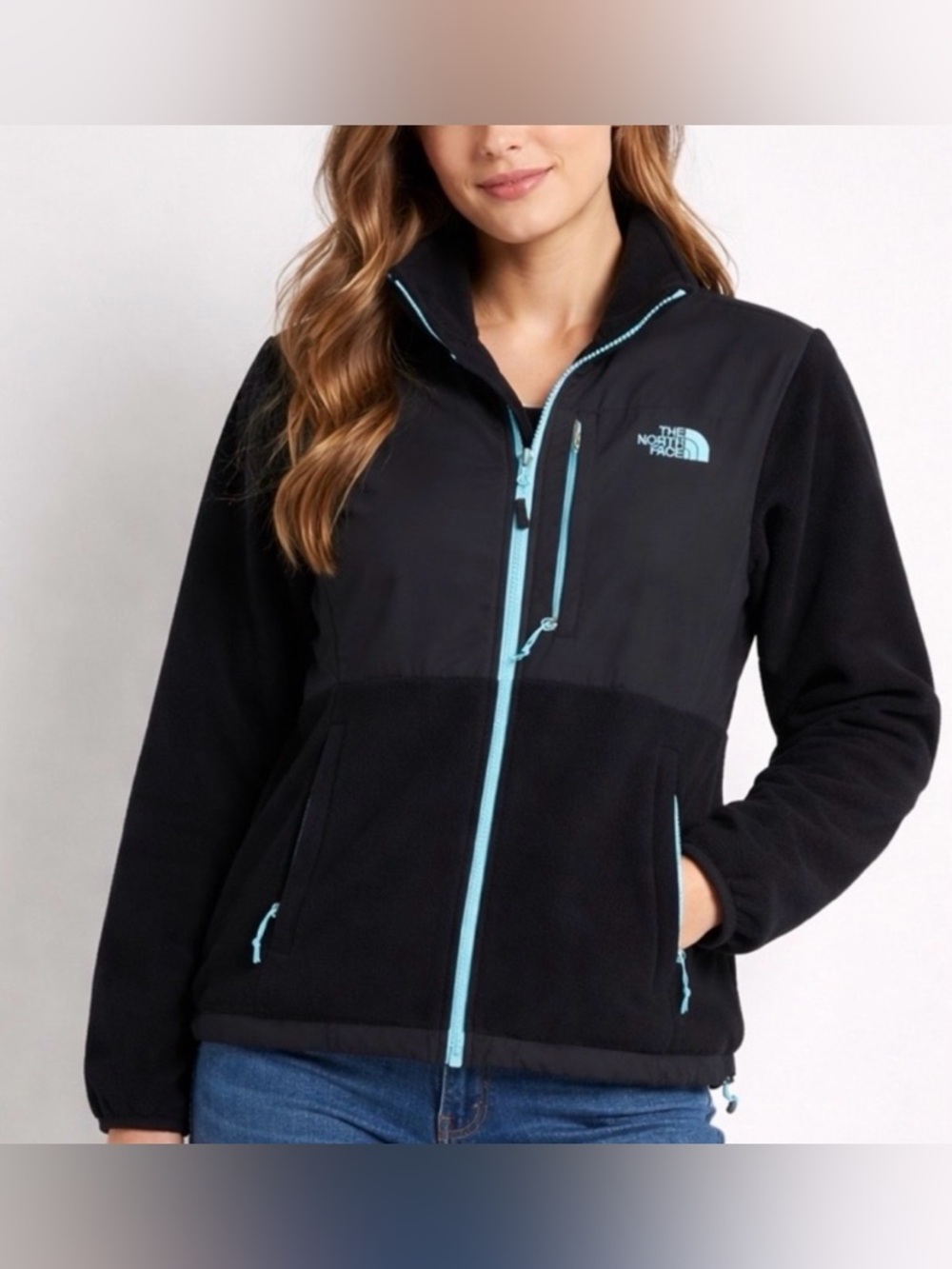 The North Face Women’s Denali Fleece Jacket Black Turquoise Zip Size XL